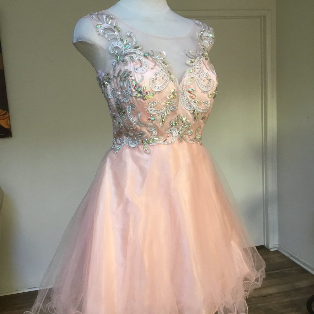 DANCING QUEEN Formal Embroidered Crystals Short Dress Ball Gown Sleeveless XL Jr